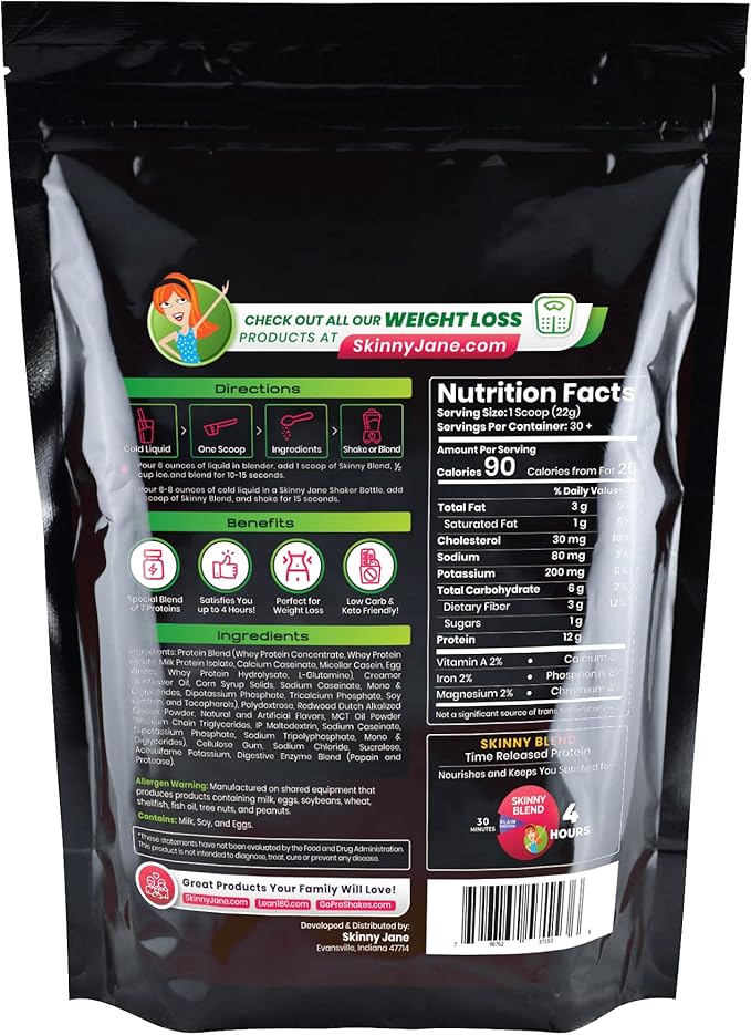 Skinny Blend - Best Tasting High Protein Shake for Women - Satisfying Low Carb Meal Replacement - Keto-Friendly Breakfast or Snack - Health Boosting Supplement - 30 Delicious Shakes - Chocolate