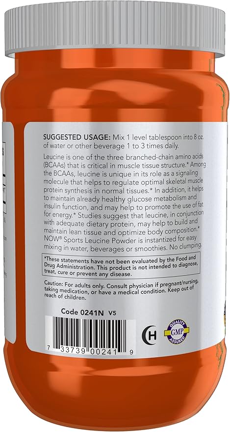 NOW Foods Sports Nutrition, L-Leucine Powder, Builds Lean Tissue*, Amino Acids, 9-Ounce