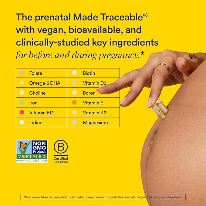 Ritual Essential for Women Prenatal Multivitamin: Folate & Choline for Neural Tube Support, Omega-3 DHA for Fetal Brain Development, Iron, Calcium-Helper D3 & K2, Non-GMO, Vegan, Mint, 30 Days