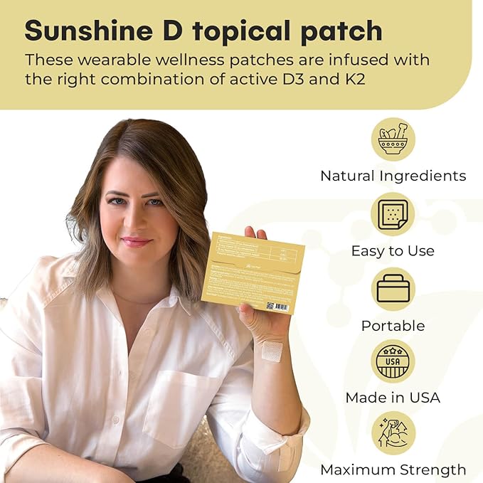 Sunshine D Topical Patch,Infused with D3, and Other Wellness Ingredients.Designed to give You a Boost (30/Pack).
