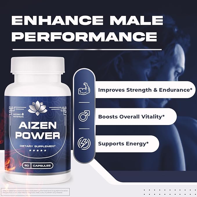Aizen Power for Men, All Natural Male Supplement, Aizen Power for Men, Male Supplement, Original Formula - 60 Caps, 1 Month Supply