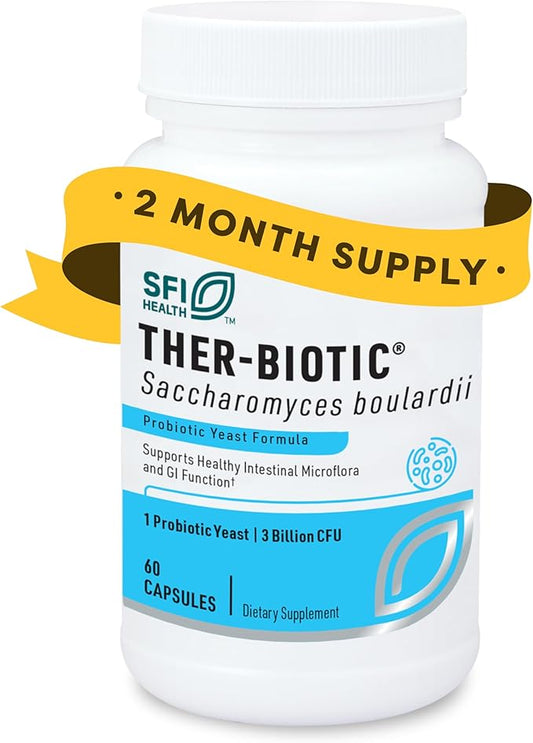 Klaire Labs SFI Health Saccharomyces Boulardii Probiotics for Women and Men - Vegan, Hypoallergenic S. Boulardii Probiotics for Digestive Health & Immune Support - Heat-Stable (120 Capsules)