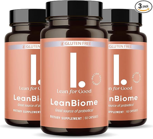 LeanBiome, 9-Strain Probiotic Formula, Supports a Balanced Gut Microbiome, Powerful Gut Probiotics with Greenselect Phytosome - 60 Capsules, 3 Pack