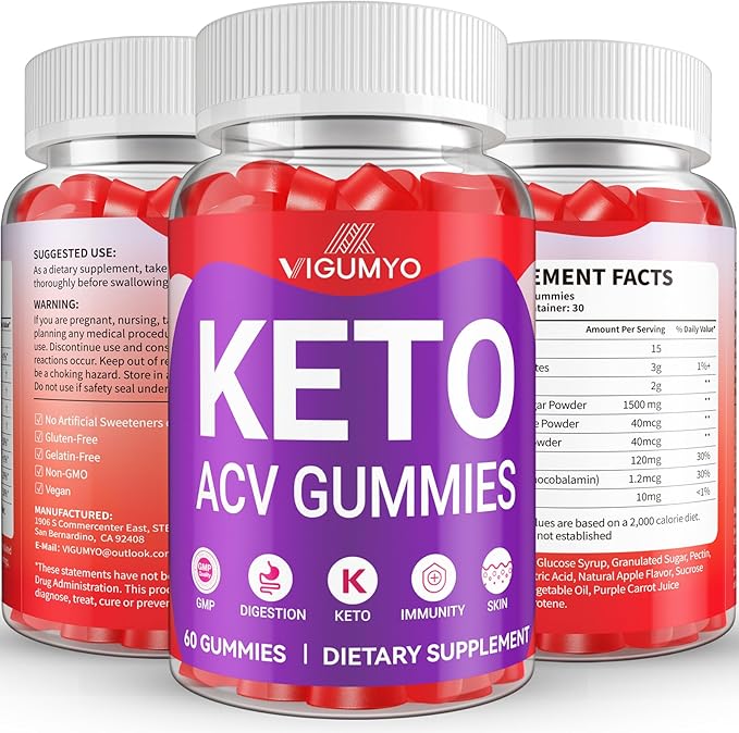 Keto ACV Gummies 1500MG Keto Gummies Apple Cider Vinegar Gummies Formulated with Pomegranate Beet Juice Powder B12 Vegan Non GMO 120 Gummys