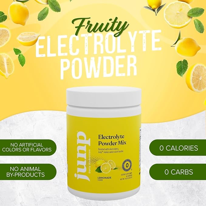 JUNP Electrolytes Powder No Sugar No Carbs – Fresh Squeezed Lemonade Drink Mix - Potassium & Salt Electrolyte Hydration Powder Zero Calorie Sugar Free Electrolyte Powder, Keto Friendly, 180 Servings