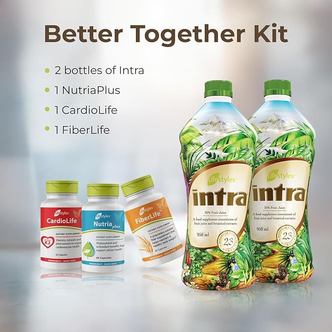 Intra Lifestyles Better Together Kit – Herbal Cleanse Detox Drink Plus Supplements for Immune Support, Gut Health, Cardiovascular Health – 23 Botanical Extracts – Made in Canada