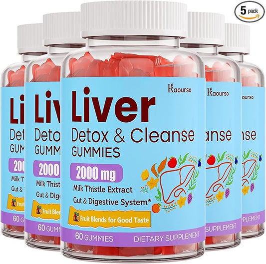 Liver Cleanse Detox & Repair Gummies 3000mg | Milk Thistle 2000mg with Turmeric Dandelion Root & Artichoke for L*iver Detox, Cleanse & Renew, Antioxidant, Gut, Skin Health - Fruit Flavor, 300 Gummies