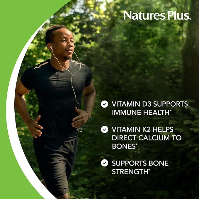 Natures Plus D & K Complex - 60 Mixed Berry Chewables - Supports Calcium Metabolism - Vegetarian, Non-GMO, Gluten Free, Soy Free - 60 Servings