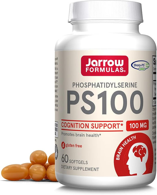 Jarrow Formulas PS100 Phosphatidylserine 100 mg, Dietary Supplement for Brain Health and Cognition Support, 60 Softgels, 20-60 Day Supply