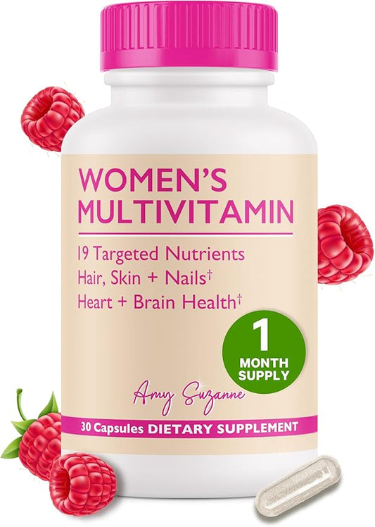 Women's Multivitamin - 19 Targeted Vitamins & Nutrients for Women - Supports Hair, Skin & Nails, Cognitive Health, Focus, & Heart Health - 1 Vegan Capsule Daily, 30 Day Supply