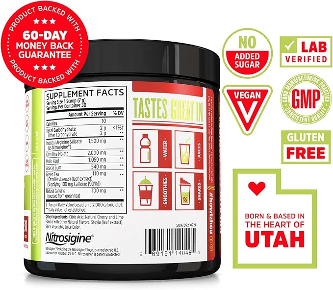 Zhou Nutrition Lite Up Xtra, Vegan Pre Workout Powder with Caffeine, Clean Energy Sourced from Green Tea, Nitric Oxide Booster, Gluten and Sugar Free, Non GMO, Cherry Limeade, 7.5 Oz