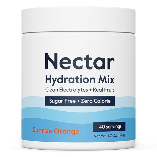Nectar Sugar Free Electrolytes Powder - Organic Fruit No Sugar or Calories - Hydration Powder for Dehydration Relief and Rapid Rehydration - Keto and Paleo (Orange 40 Serving Tub)
