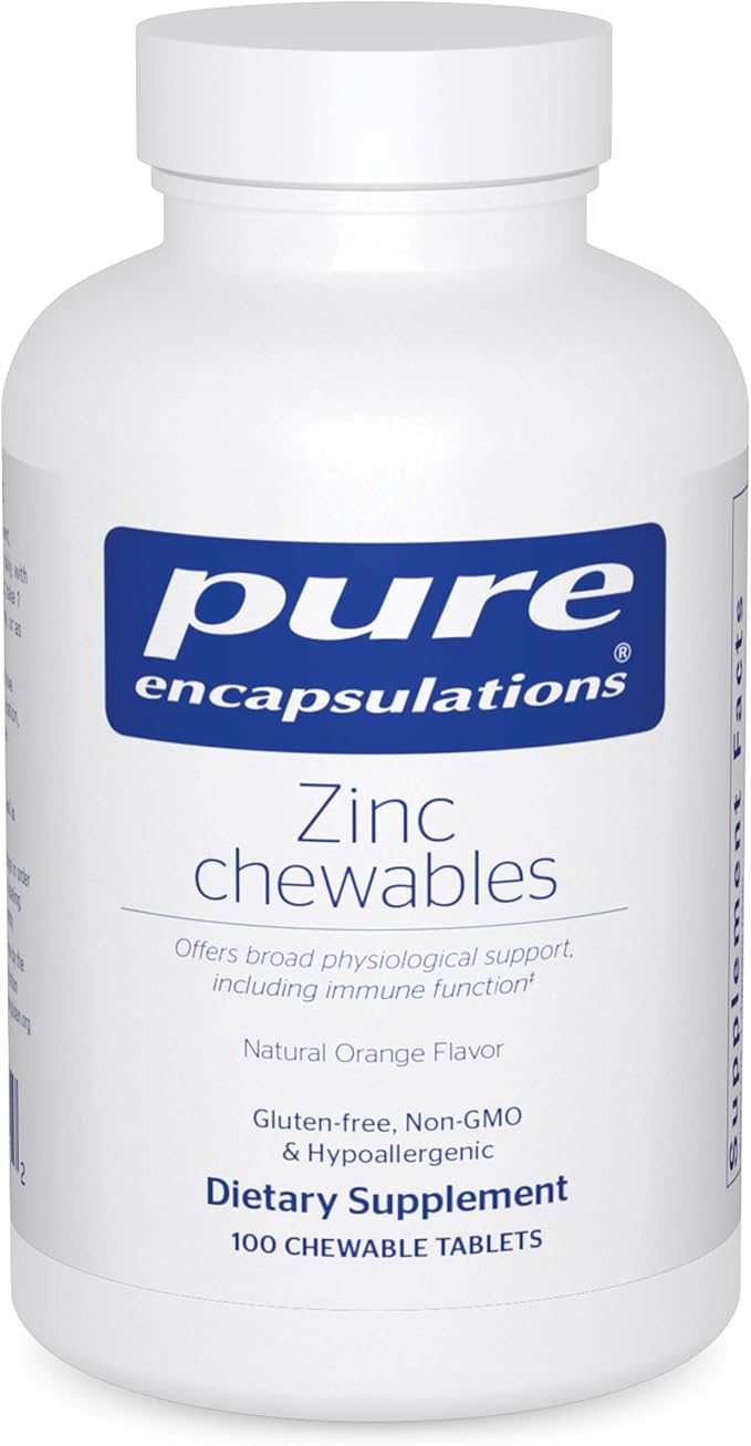 Pure Encapsulations Zinc Chewables | Supplement for Immune System Support, Growth and Development, and Wound Healing | 100 Chewable Tablets | Natural Orange Flavor