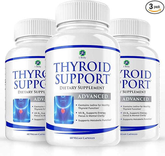 1 Body Thyroid Support Supplement, 90-Day Supply, 3 Pack with B12, Iodine, Zinc, Selenium, Ashwagandha, Non-GMO Vegetarian Formula