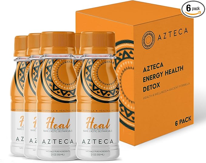 Azteca Health Organic Energy Shots - Wellness Shots, Natural Energy Shots, Health Shots, Vitamin Boost for Focus, Strength and Energy, Organic Energy Drink Made in the USA - Lemon Flavor 6pack 2Fl oz