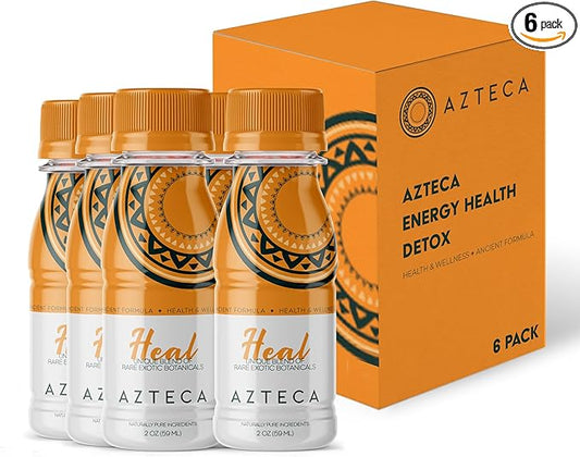 Azteca Health Organic Energy Shots - Wellness Shots, Natural Energy Shots, Health Shots, Vitamin Boost for Focus, Strength and Energy, Organic Energy Drink Made in the USA - Lemon Flavor 6pack 2Fl oz