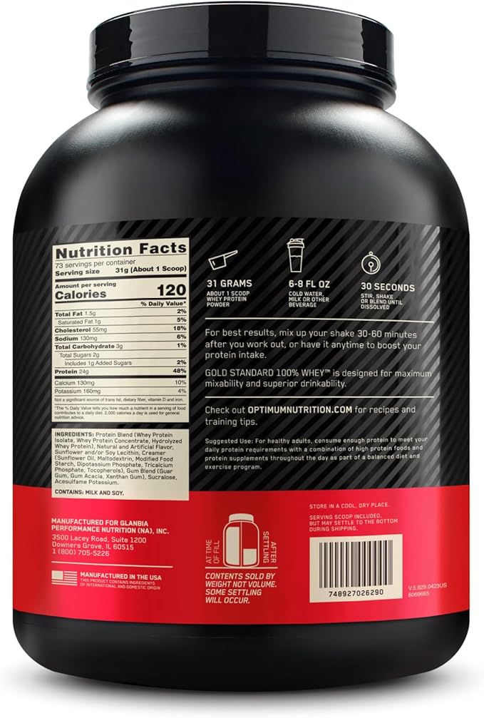 Optimum Nutrition Gold Standard 100% Whey Protein Powder, White Chocolate, 5 Pound (Packaging May Vary)