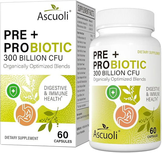 Probiotics for Women & Men - 300 Billion CFU, 22 Strains Probiotics + 15 Organic Herbs Blend, Daily Probiotics for Digestive Health, Immune, Gut, Bloating - 60 Capsule