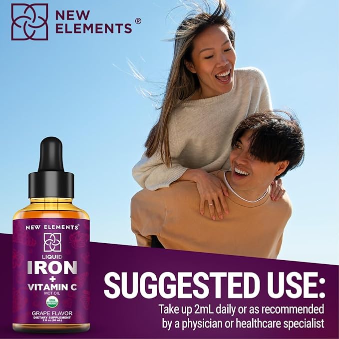 [2 𝐏𝐚𝐜𝐤] Liquid Iron Supplement for Women & Men with Vitamin C 50 mg and Iron 18 mg | Blood Builder for Anemia | Iron Drops | Blood Levels | Immune Support | Non-GMO | Vegan | Gluten-Free