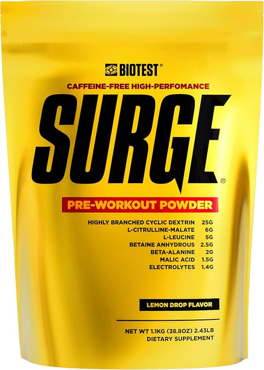 Biotest Surge Intra Performance - 50g Muscle Fuel with Cluster Dextrin & Beta-Alanine for Power, Gains & Recovery - 20 Servings, Lemon (2.43 lb)