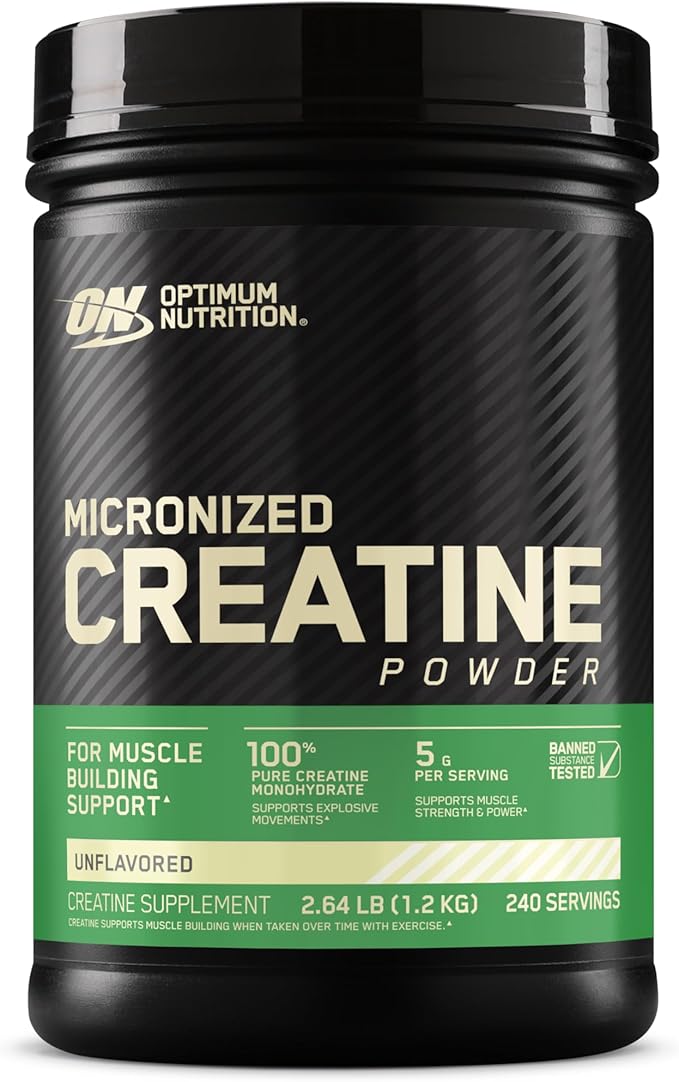 Optimum Nutrition Micronized Creatine Monohydrate Powder, Unflavored, Keto Friendly, 240 Servings (Packaging May Vary)