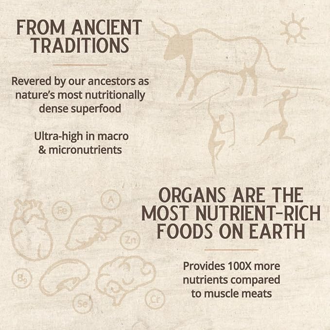 Grass Fed Bovine Heart: 3000 Mg Heart/ 200 Mg Liver/Serving (30 Servings)