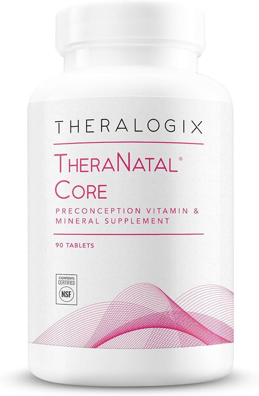 Theralogix TheraNatal Core Preconception Vitamin Supplement - 90-Day Supply - Prenatal Vitamins & Fertility Supplement for Women with Folate, Vitamin D3, Choline & More* - NSF Certified - 90 Tablets