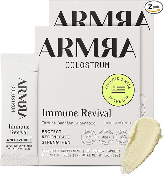 ARMRA Colostrum™ Premium Powder, Grass Fed, Gut Health Bloating Immunity Skin & Hair, Contains 400+ Bioactive Nutrients, Potent Bioavailable, Keto, Gluten & Fat Free (Unflavored | 60 Servings)