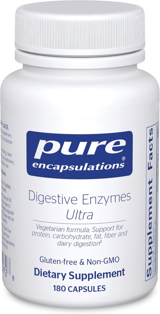 Pure Encapsulations Digestive Enzymes Ultra - Vegetarian Digestive Enzyme Supplement to Support Protein, Carb, Fiber, and Dairy Digestion* - 180 Capsules
