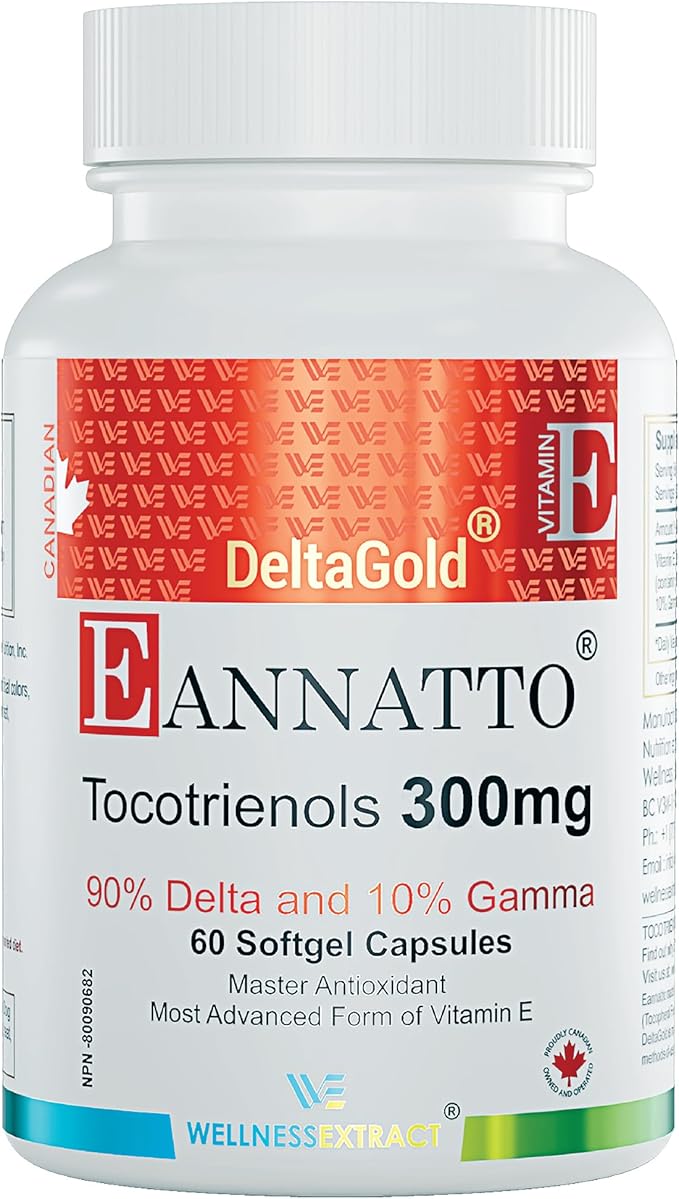 Eannatto Tocotrienols Vitamin E Supplements Tocopherol Free, Supports Immune Health, Non-GMO, Gluten Free & Antioxidant (300MG 60 Softgels)