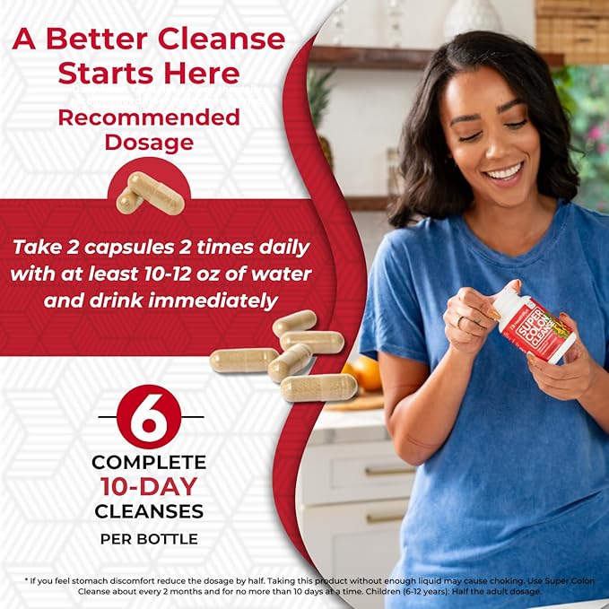 Health Plus Super Colon Cleanse 10 Day Gentle Gut Cleanse Detox, Psyllium Husk, Probiotics for Constipation Relief & Digestive Support, 240 Capsules