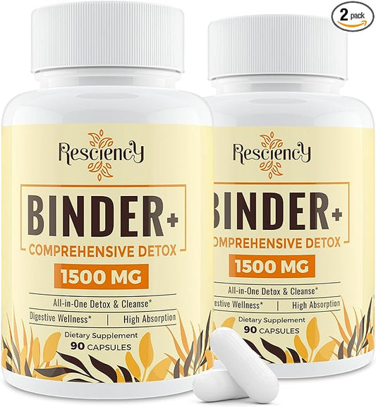 1500 MG Detox Binder Supplement – Activated Charcoal, Zeolite, Bentonite Clay – Liver & Gut Detox Cleanse, Toxin Flush, Digestive, Max Absorption, 180 Vegan Capsules