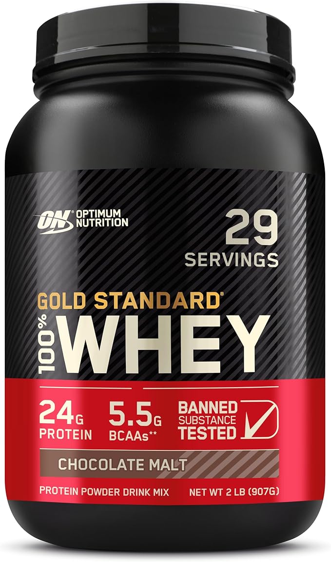 Optimum Nutrition Gold Standard 100% Whey Protein Powder, Chocolate Malt, 2 Pound (Packaging May Vary)