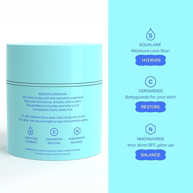 Skincare Smooth Operator Moisturizer 1.7 oz. | Ceramides | Clean, Non-Toxic, Multi-Vitamin | Kids Face Moisturizer, Skin Care for Kids & Tweens