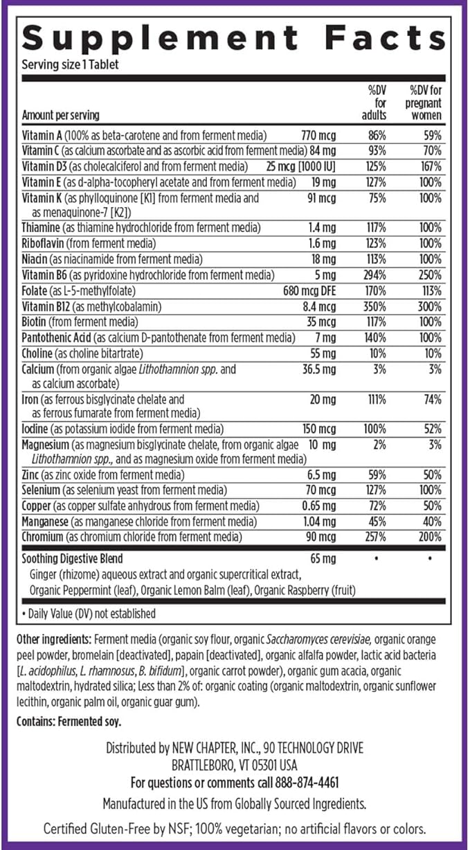 New Chapter Prenatal Vitamins, One Daily Prenatal Multivitamin Enhanced for Age 35+ with Methylfolate + Choline for Healthy Mom & Baby, Gluten Free & Non-GMO- 30 ct