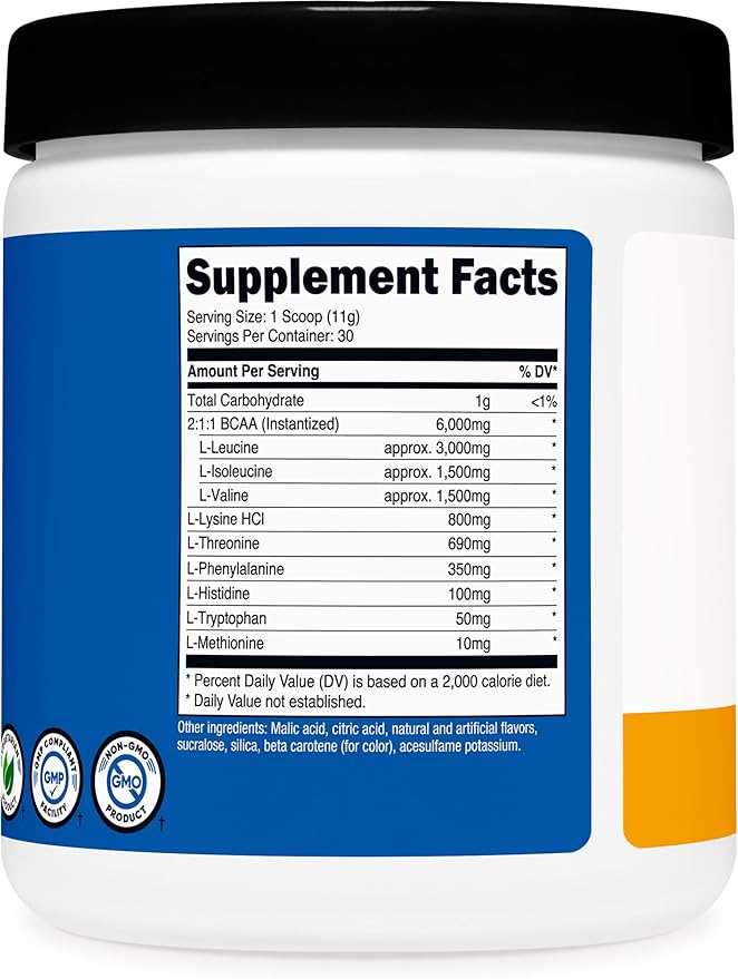 Nutricost EAA Powder 30 Servings - Passion Fruit, Orange, and Guava (POG) - Essential Amino Acids - Non-GMO, Gluten Free, Vegetarian Friendly