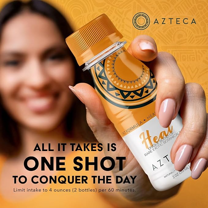 Azteca Health Organic Energy Shots - Wellness Shots, Natural Energy Shots, Health Shots, Vitamin Boost for Focus, Strength and Energy, Organic Energy Drink Made in the USA - Lemon Flavor 6pack 2Fl oz