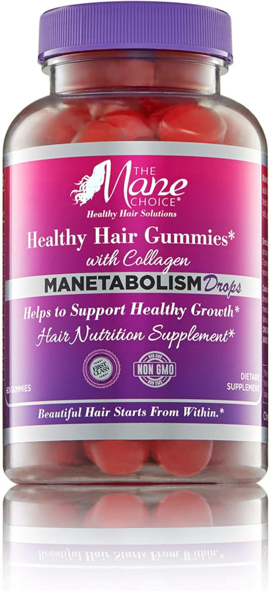 The Mane Choice MANETABOLISM Drops Healthy Hair Vitamins with Collagen (60 Gummies) Hair Skin and Nails Vitamins, Hair Nutrition Supplements for Women & Men for Longer, Thicker and Healthier Hair