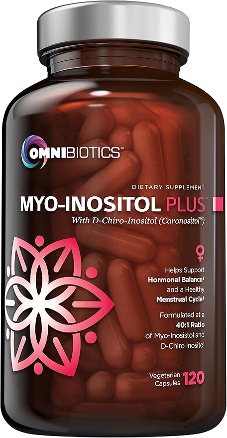 OmniBiotics Myo-Inositol Plus & D-Chiro Inositol Supplement - Natural Myo Inositol Supplements with 40:1 Myo-Inositol Ratio - 120 All Vegan Capsules