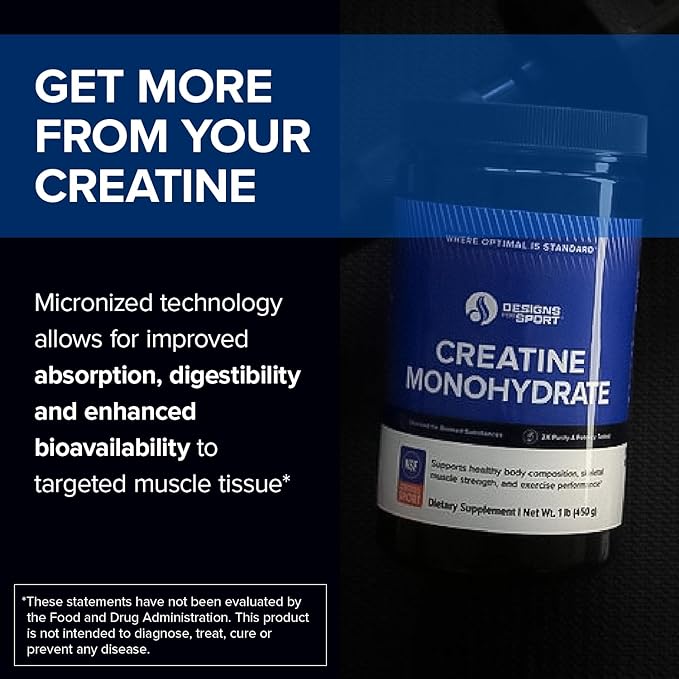 Creatine Monohydrate Powder - NSF Certified for Sport Creatine Supplement to Support Muscle Recovery, Pre + Post Workout Strength and Energy (1 lb / 90 Servings)