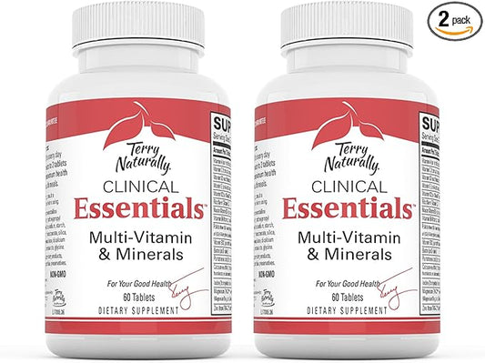 Terry Naturally Clinical Essentials - Supplement to Aid Bone, Cardiovascular & Immune Health - Supplement with Chelated Minerals - Supplement with B-Vitamins & Vitamin C - 60 Tablets (Pack of 2)