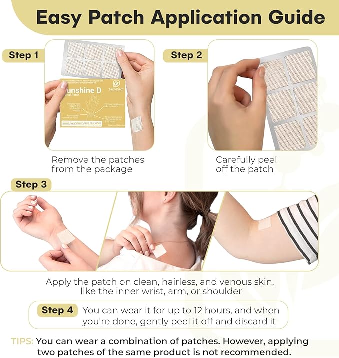 Sunshine D Topical Patch,Infused with D3, and Other Wellness Ingredients.Designed to give You a Boost (30/Pack).