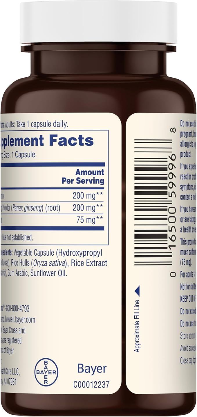 One A Day Brain Supplement – Brain Supplements for Memory and Focus Support, Concentration and Focus Support, Focus Supplement for Adults with L-theanine, Caffeine and Ginseng, 30 Capsules