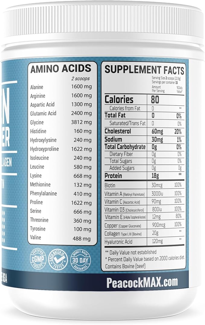 Multi Collagen Peptides Powder 12.06 oz - Unflavored Protein Powder, Hydrolyzed Collagen Peptides with Hyaluronic Acid, Copper, Biotin & Multivitamin for Nail, Skin, Hair & Gut Health