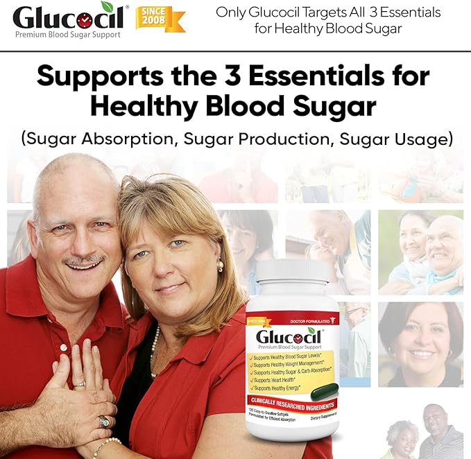 Glucocil – Softgels - Premium Blood Sugar Support - Over 2 Million Bottles Sold - Supports The 3 Essentials for Healthy Blood Sugar - Since 2008, with Berberine, Proprietary Mulberry Leaf, and More