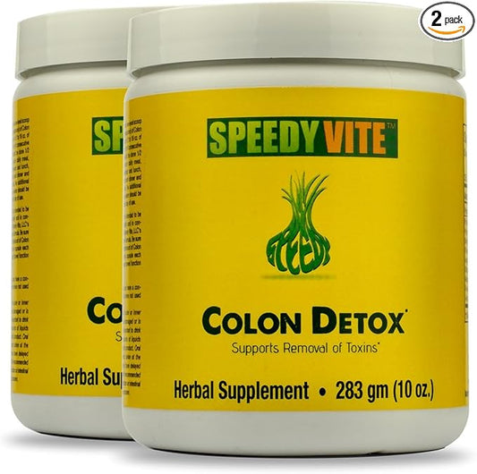 SpeedyVite® Colon Detox Organic Supports Natural Removal of Toxins* Clay Bentonite Charcoal Psyllium Flax Apple Fiber Slippery Elm Fennel 10oz All Natural Powder (2 x 10oz *Value Pack*)