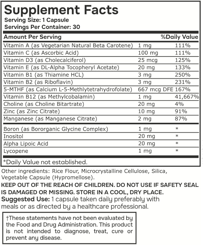 Methylated Multivitamin Multimineral Complex L Methylfolate 2 Pack