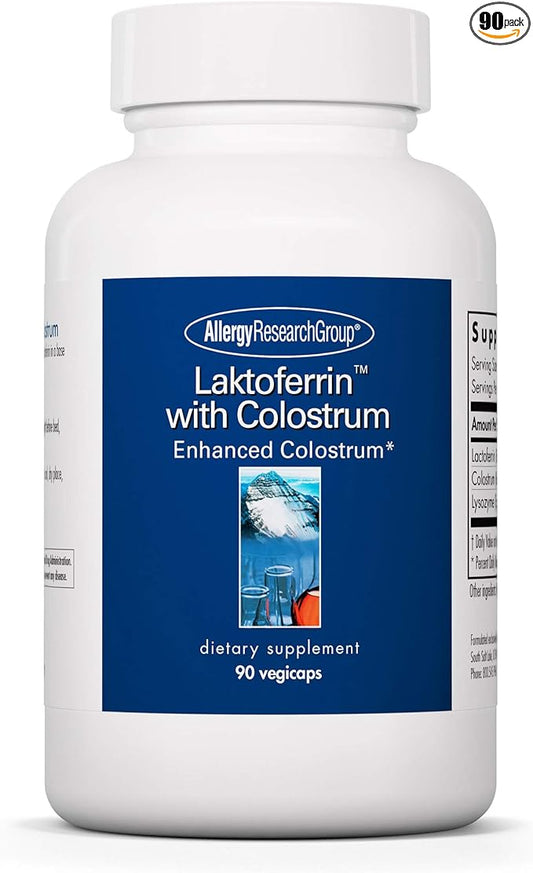 Allergy Research Group Laktoferrin with Colostrum Supplement - Lactoferrin, Bovine Colostrum, Immunoglobulin, Lysozyme, IgG, IGA, IgM, Vegetable Capsules - 90 Count