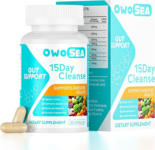 15 Day Cleanse Gut and Colon Support for Women & Men Colon Detox Cleanse Digestive Health Support Supplement Bloating Constipation Relief Boost Energy Daily Cleanse 30 Capsule