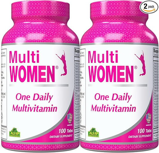ALFA VITAMINS Multi Women Vitamins Dietary Supplement with Essential Vitamins & Minerals for Women - Amino Acids + Antioxidants - 100 Tablets (2 Pack)